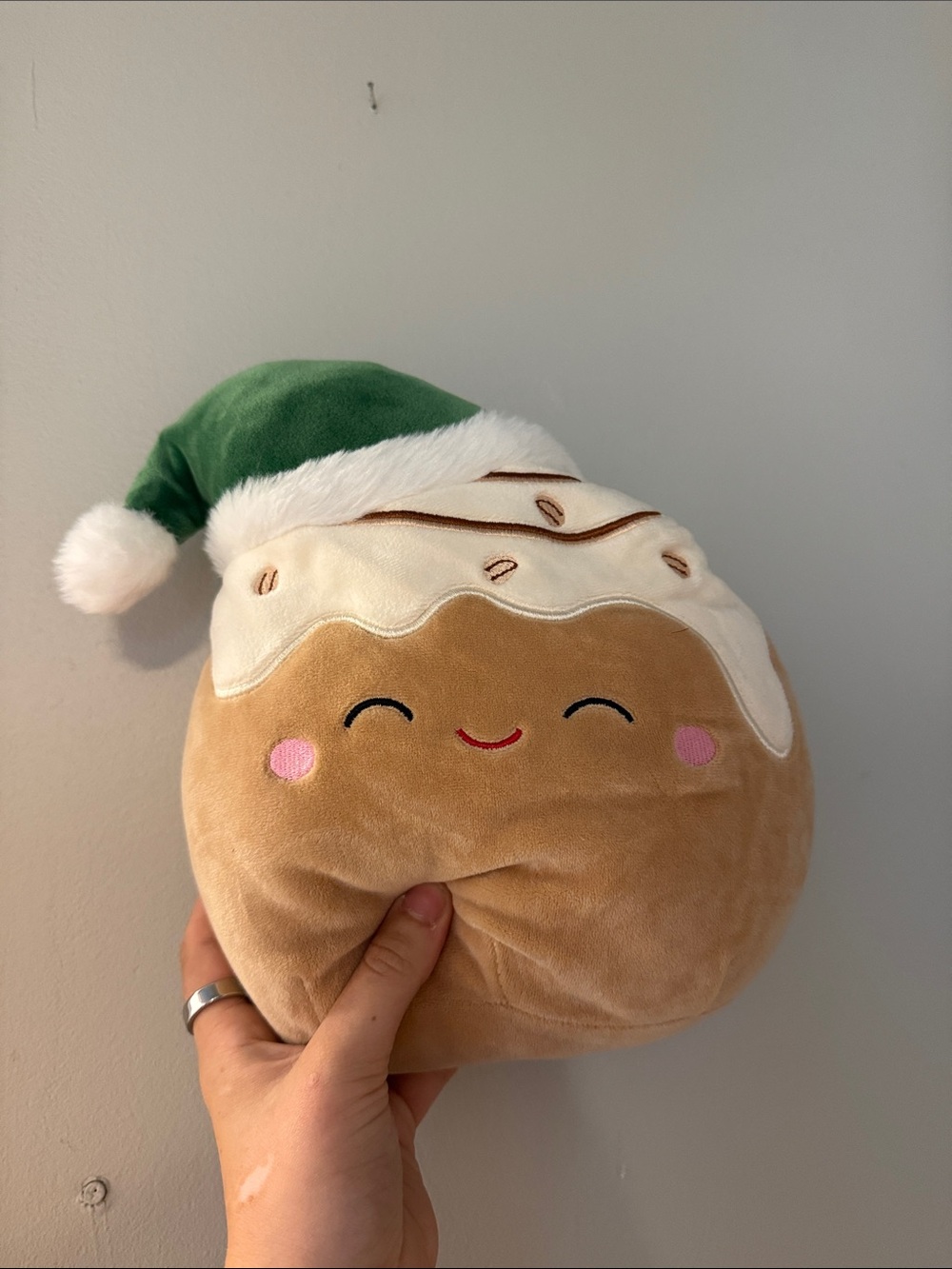 Squishmallows Festive Pudding Plush Pillow - Cream, Green & Brown